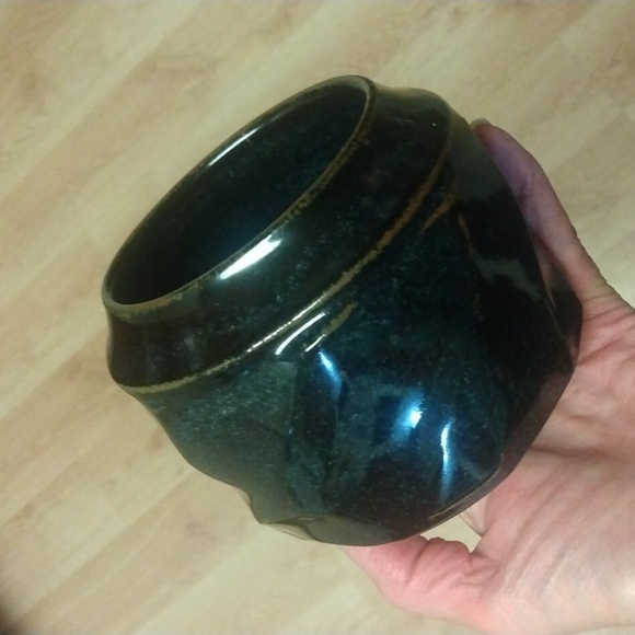 2 Deep Blue and Brown Glazed Smaller Decorative Pottery Vases - Picture 11 of 15